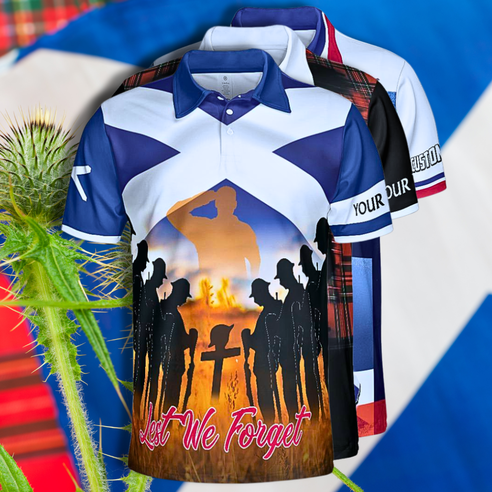 Scottish Veterans "Lest We Forget" Full-Print Polo Shirt