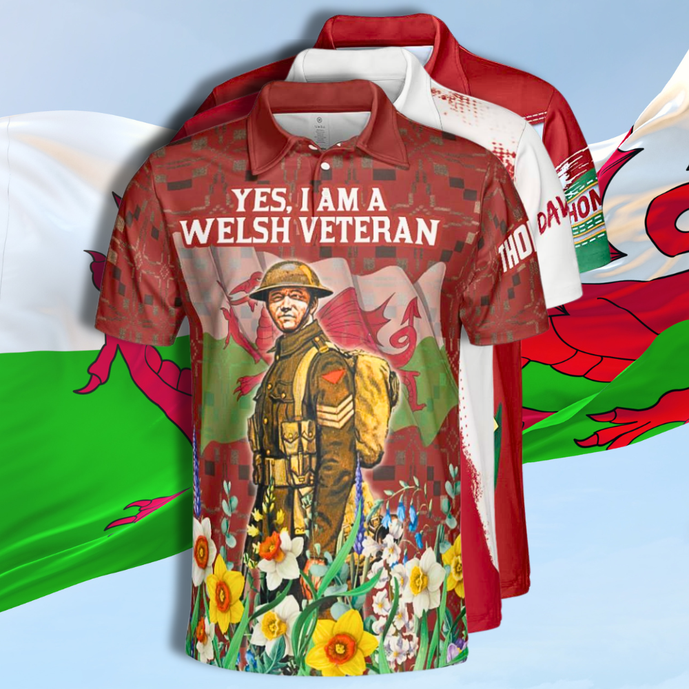 Wales Veterans "Lest We Forget" Full-Print Polo Shirt