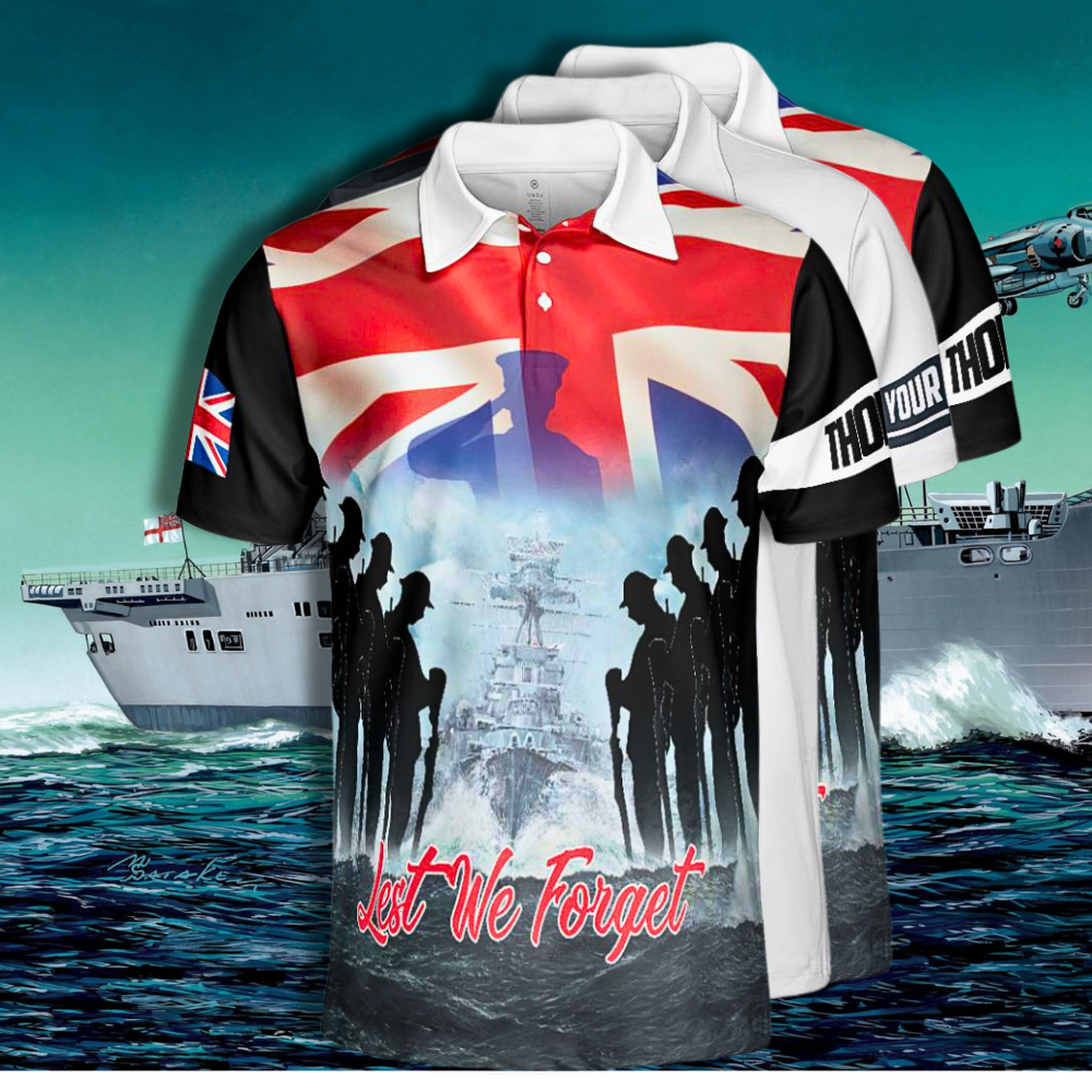 Royal Navy "Lest We Forget" Full-Print Polo Shirt