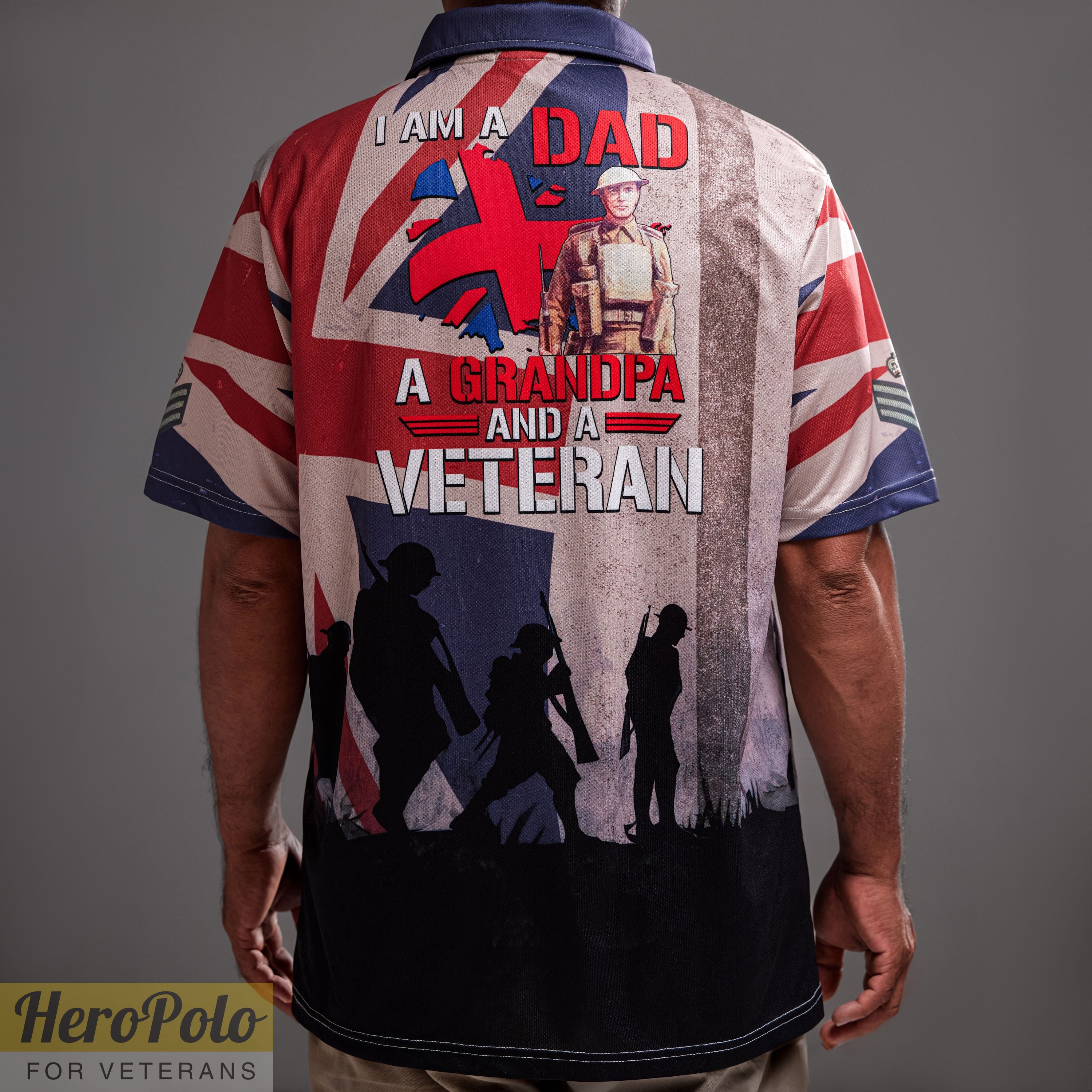 HP180_Veteran Remembrance "Lest We Forget" Full-Print Polo Shirt