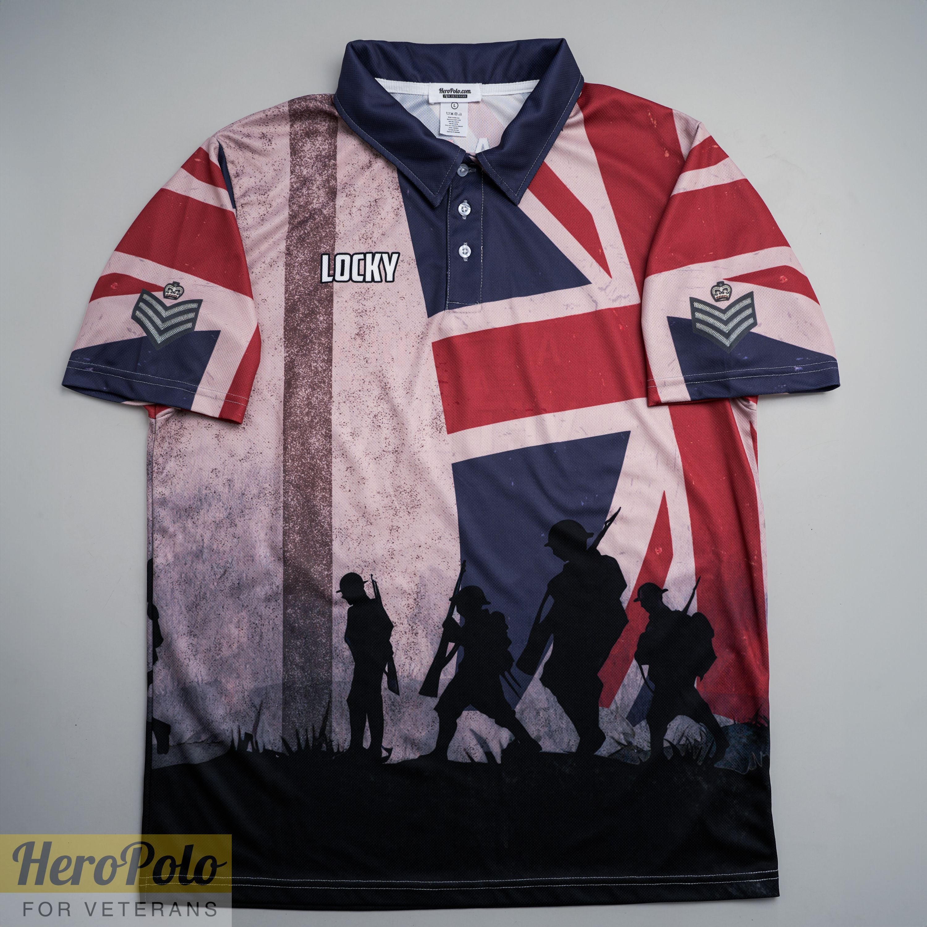 HP180_Veteran Remembrance "Lest We Forget" Full-Print Polo Shirt