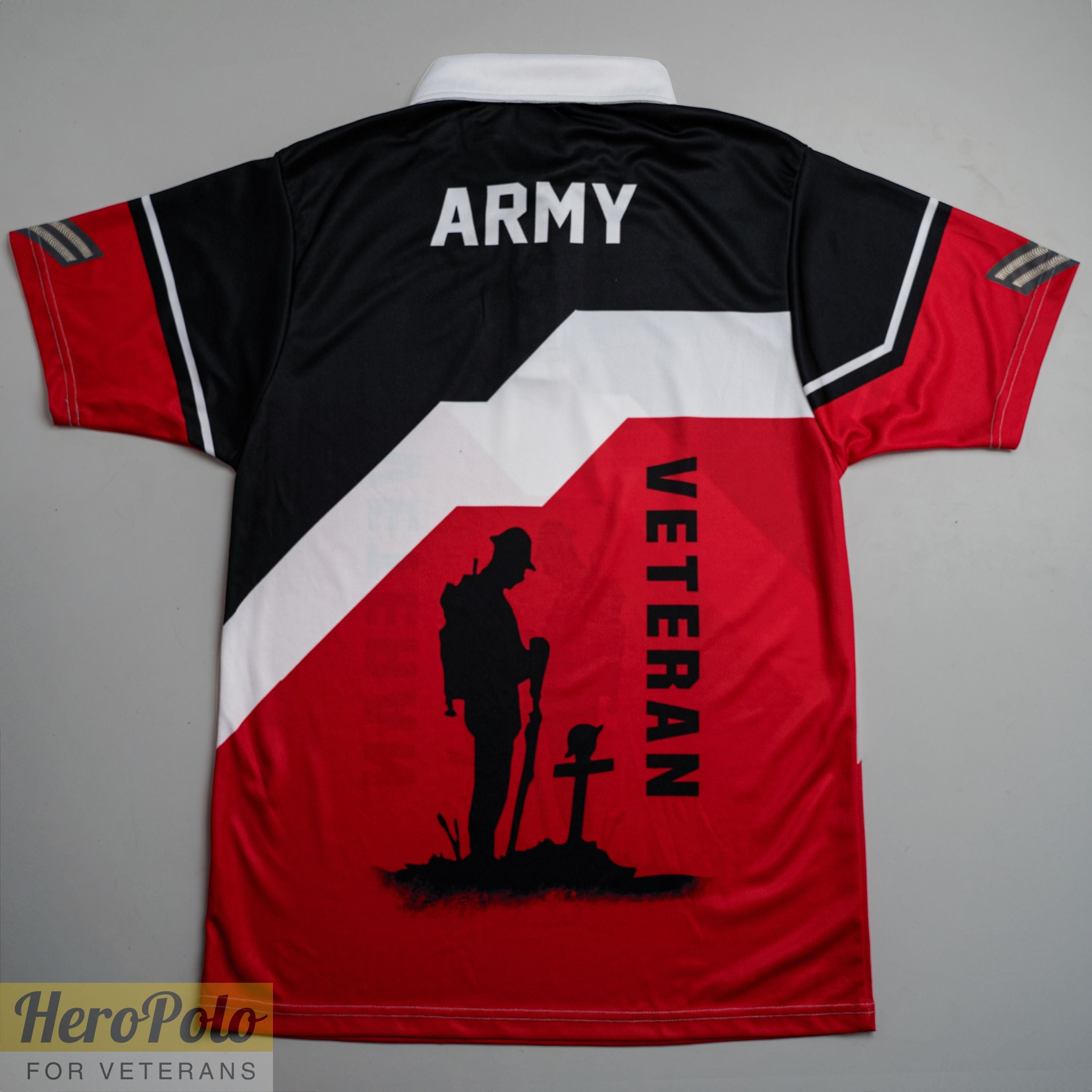 HP190_Veteran Remembrance "Lest We Forget" Full-Print Polo Shirt