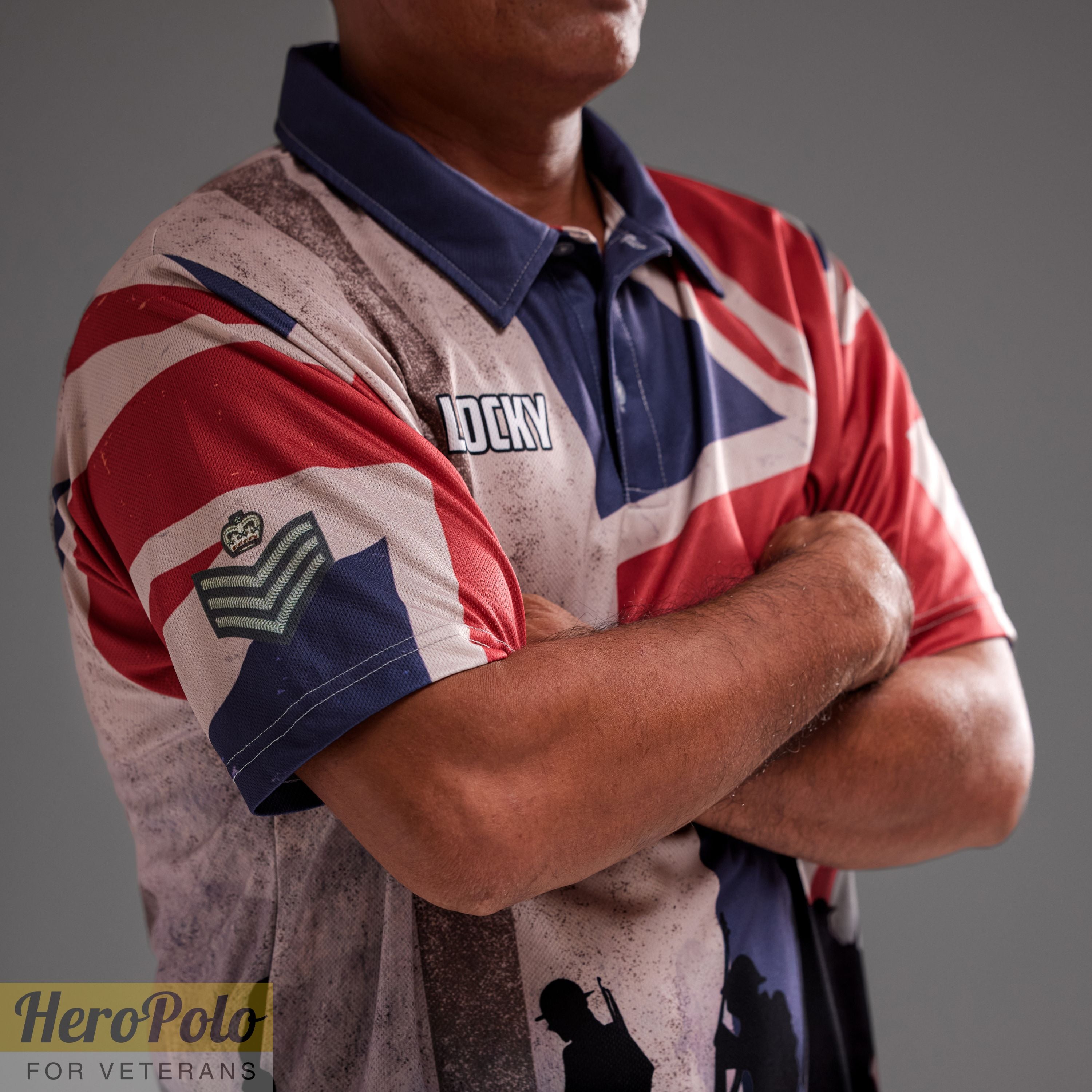 HP180_Veteran Remembrance "Lest We Forget" Full-Print Polo Shirt